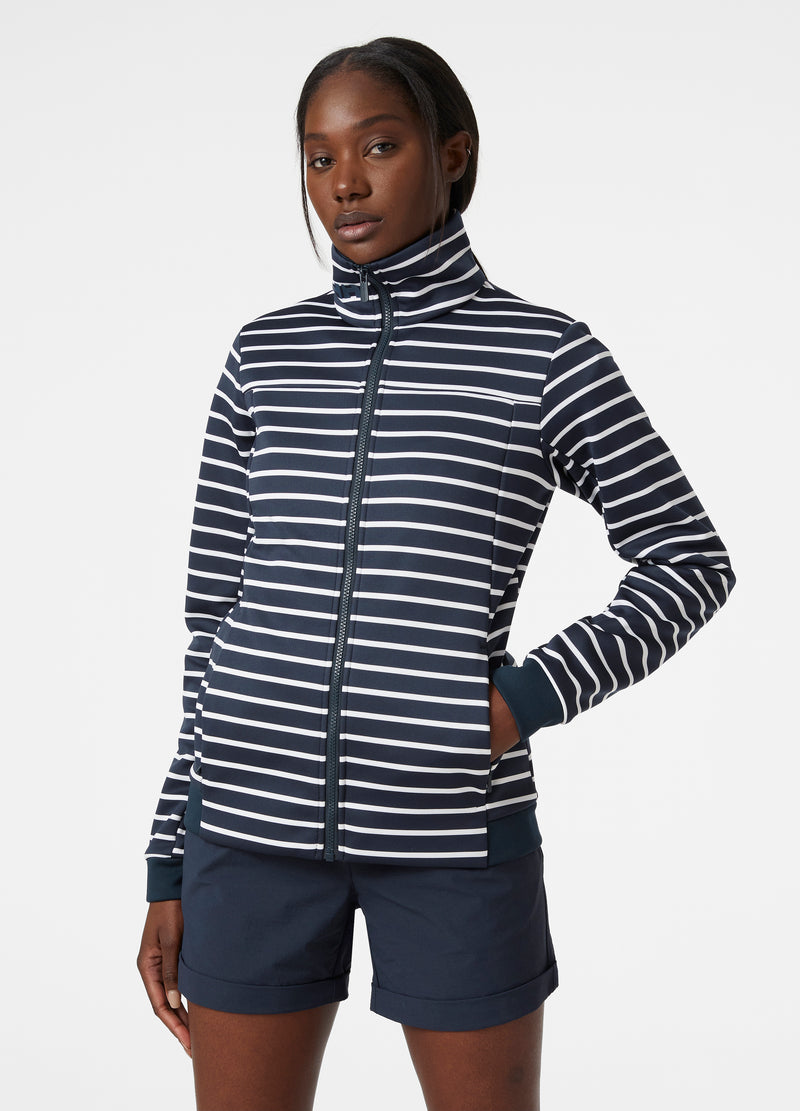 W Crew Fleece Navy Blue Striped Women's Jacket