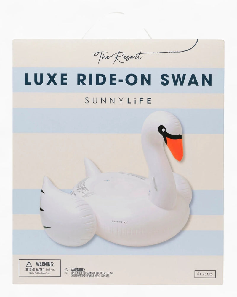 Sunnylife The Resort Original Luxe Ride-On Float – Swan Deniz Yatağı