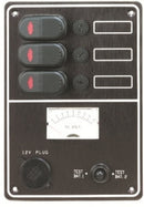 Triple Fuse Panel with Cigarette Lighter Socket and Voltmeter