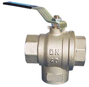 Ball Valve, 3 Way, T-Flow, 1 1/2"