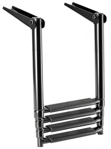 Ladder, Folding, 4 Steps, Stainless, Black